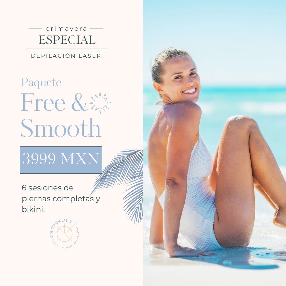 Depilación láser piernas completas San Luis Río Colorado paquete Free and Smooth bikini